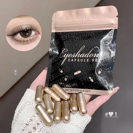 12colors Matte Eyeshadow MAGIC CASA Capsule Eye Set High-gloss Silkworm Small Golden Bean Not Easy To Smudge Brand Eye Makeup