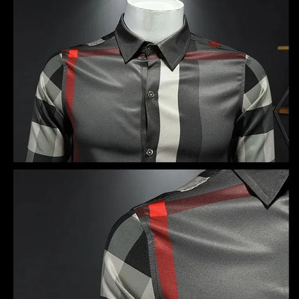 Fashionable Long Sleeve Slim Fit Men's Shirt Trendy Korean Style Checkered Casual Shirt for Spring And Autumn in Mainland China