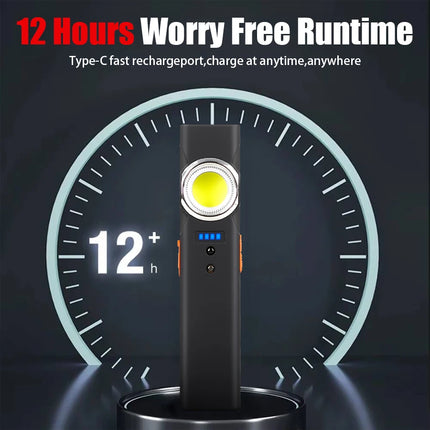 Mini Multifunctional LED Flashlight Keychain Light Double COB Lights USB Rechargeable with 90° Foldable Emergency Portable Light