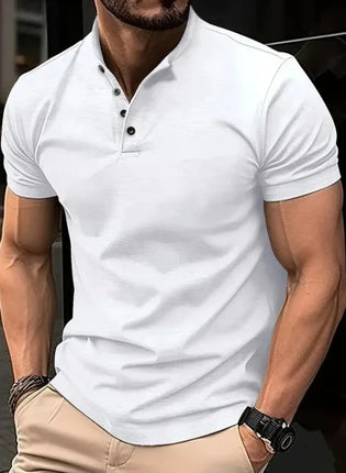 Men's Business Solid Color Polo Shirt Casual Collar Short Sleeve T-shirt Summer Comfortable Top