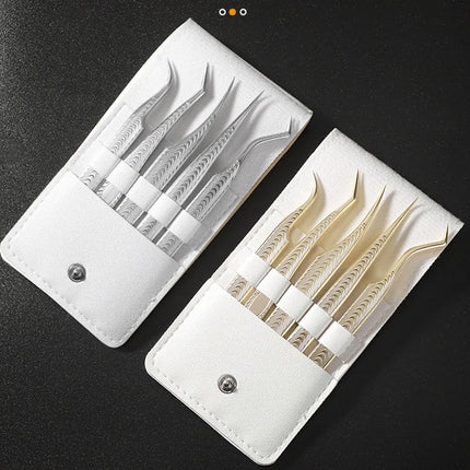 5PCS Eyelash Extension Tweezers Set Lash Applicator Tool Stainless Curved Straight For Eyelash false Clip Makeup Nail Art Tools