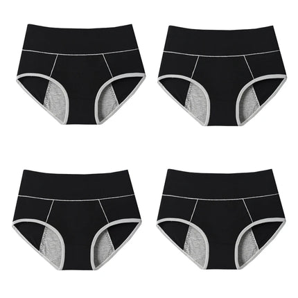 4Pcs Women's Panties High Waist Leak Proof Menstrual Pants Widen Period Underwear Physiological Cotton Plus Size Female Briefs