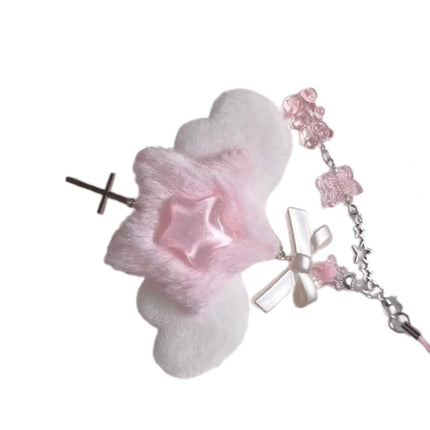 Bowknot Phone Chain Angel Wing Pendant Keychain Sweet Cool Phone Lanyard Acrylic Keyring Bag Ornament