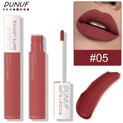 Matte Lipstick Non Stick Cup Red Nude Waterproof Long Lasting Liquid Lip Gloss Velvet Finish Resistant To Fading Lip Tint Makeup