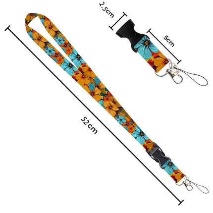 Flower design Lanyard Business Credit horizontal Card Holder Neck Strap Keychain Hang Rope ID Badge Holder Lariat Lasso
