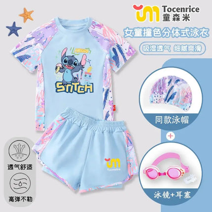 Lilo & Stitch Cartoon Stitch Children's Swimsuit Girls Middle and Secondary Children Split 2025 New Hot Spring Swimming Set