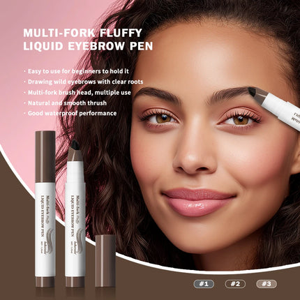 Multi-Fork Fluffy Liquid Eyebrow Pen waterproof Long Lasting Brow Natural Smooth Simulated Fine Flu Brow Pencil Eye Makeup