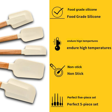 Non-baking Stick Silicone Spatula with Wooden Handle–Cake Icing&Jam Spreader,Cream Butter Cooking Baking Spatula Heat Resistant