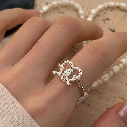 925 Sterling Silver Open Finger Ring Punk Heart Irregular Geometric Stackable For Women Girl Jewelry Gift Dropship Wholesale