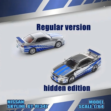 Demon King Auto 1/64 GTR R34 R35 Alloy Motor Vehicle Toy Die-casting Metal Model Collection