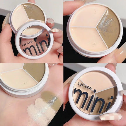 3 Colors Concealer Cream Full Coverage Acne Spot Dark Circles Contour Concealer Palette with Brush Moisturizing Cosmetics Makeup