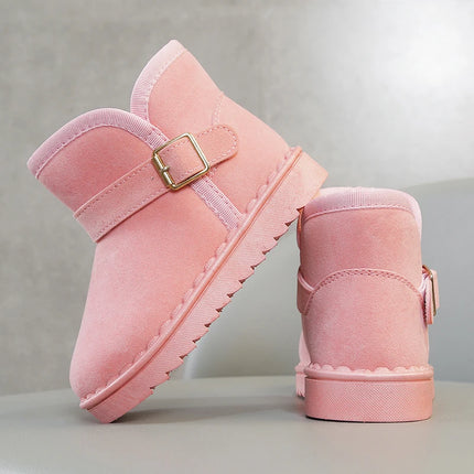 Boys Thermal Boots Kids Versatile Casual Buckle Non-slip Children Fashion Simple Non-slip Girls Snow Boots Cotton Winter Autumn