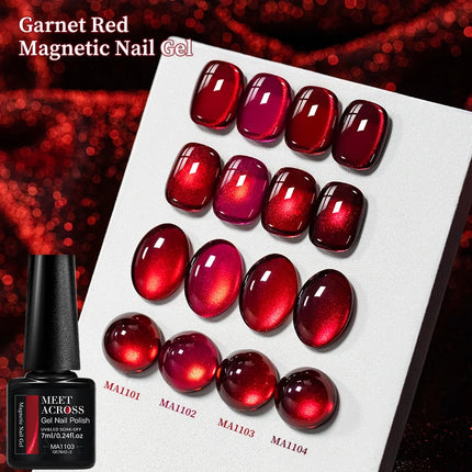 Garnet Red Cat Magnetic Gel Nail Polish Sparkling Glitter Semi Permanent Soak Off UV Gel Varnish For Valentine's Nail Supplies