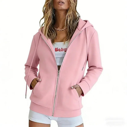 Spring Autumn Fashion loose zipper Hoodies Women cardigan coat Daily Long Sleeve tops Versatile Casual Hoodies Women Sweatshirt