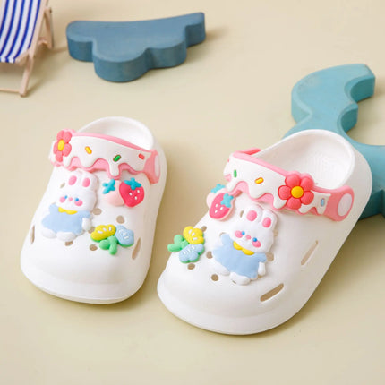 Cute Cartoon Bunny Garden Shoes For Girls Soft Sole Clogs For Baby Breathable Non-slip Indoor Outdoor Beach Sandals Trendy