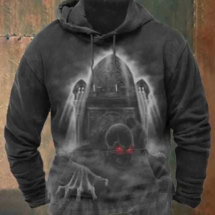 Halloween Men's Hoodie Skull 3D Print Outdoor Hooded Autumn Casual Prints Front Pocket Hoodies Fall Designer Hoodies Sweatshirt