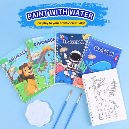 4pcs/set Cartoon Coloring Books DIY Watercolor Painting Book Graffiti Picture Books Painting Drawing Toys for Children Gift