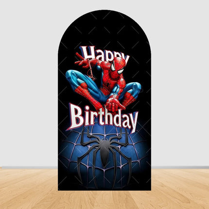 Spider Man Arch Backdrop Cover Web Pattern Design For Boys Birthday Party Superhero Theme Photo Booth Background Decor Prop