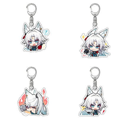 Honkai: Star Rail Anime Figure Acrylic Keychain Dan Heng Feixiao Firefly Model Plate 4pc/set Keyring Game Fans Gift