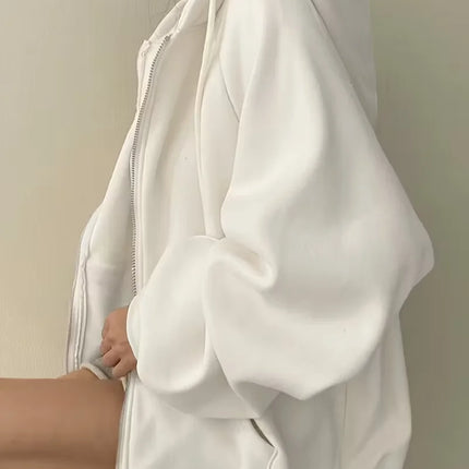 Women's Casual Oversized Hoodies Sweatshirt Zipper Pockets Solid Color Pullover Loose Fit  Autumn Winter Fall Streetwear Jacket