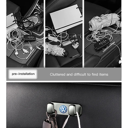 VW Logo Car Interior Accessories Zinc Alloy Storage Hooks For VW GTI Scirocco Polo Passat B5 B6 Golf Tiguan Jetta T-ROC Beetle