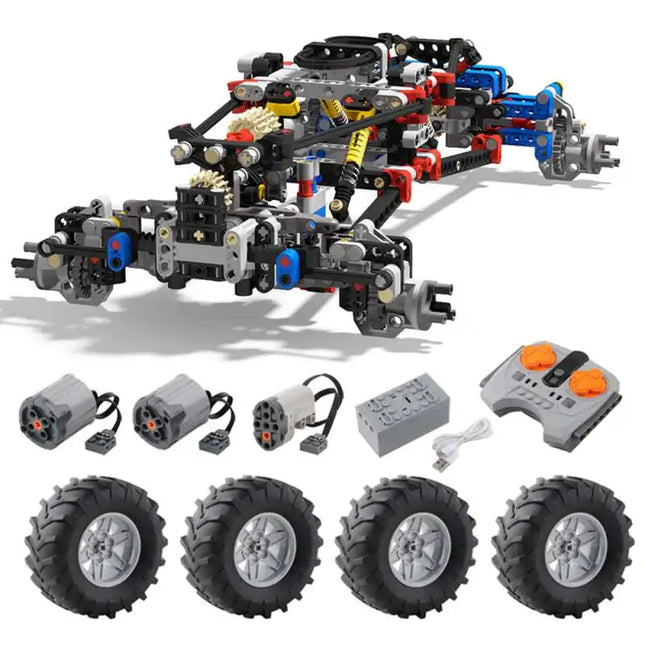 4WD RC Car Chassis Electric Drive Climbing Car Off-Road Technical with Suspension Shocks 8CH APP Remote Control MOC PF 8882 8878