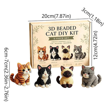 Tiny 3D Beaded Animal Kit Easy DIY Beading Bead Art Craft Kit with Colorful Beads Accessories for Beginners Craft Enthusiasts