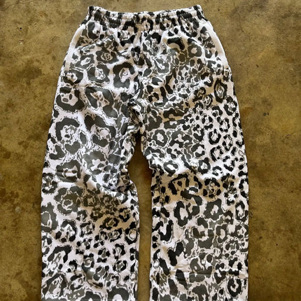 Y2K European American Fashion Leopard Print Hooded Long Sleeve Sweatshirt Jacket Comfort Casual Trend Sports Sweatpants