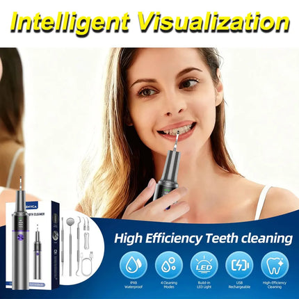 Visible Electric Ultrasonic Tooth Cleaner with Camera 4 Modes Tartar Remover Tooth Stain Cleaning Tool Teeth Whitening Care