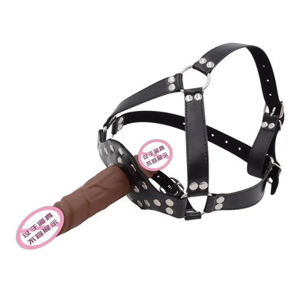 Double-Ended Dildo Gag Open Sex Toys For Couples Women Slave Restraint Head Strapon Mouth Gag Mouth Plug BDSM Bondage Sex Shop