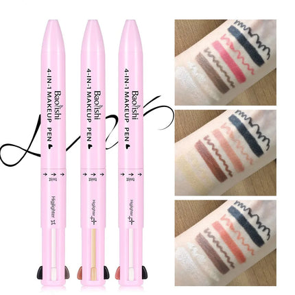4 in 1 Multi-function Makeup Pen, Compact Travel Eyeliner, Lip Liner, Eyebrow Pencil, Highlighter Eyeshadow Pen