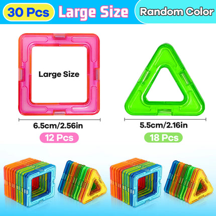 30/62/92PCS Magnetic Building Blocks Constructor Set 3D STEM Educational Toys For 3Years+ Old Kids Boys Girls Birthday Gifts