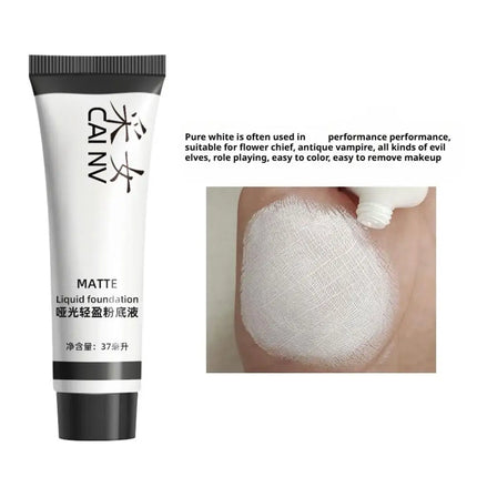 Professional White Face Foundation Matte Light White Blending Pure White Brightening Makeup For Cosplay Gothic Makeup Foundation