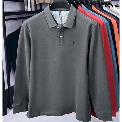 High-end brand 100% cotton long sleeve polo shirt, fashion luxury, pony embroidery, business casual comfort, new Paul men's T-shirt