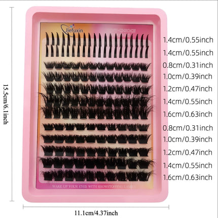 12 Rows Mixed 2 Spikes & 10 Volume 3D Faux Mink Lash Clusters DIY Extensions Kit for Eyelash Enhancements