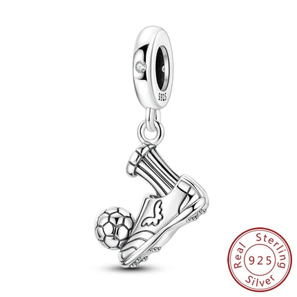 Original 925 Sterling Silver Charms Beads Crown Football Trophy Carp Cat Charms Fit Bracelet Bangle Necklace Woman Jewelry Gift