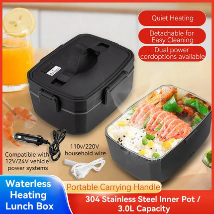 3L Portable Electric Lunch Box Food Warmer Food Heater for Car and Home Lunch Heating 220/110V,12-24V