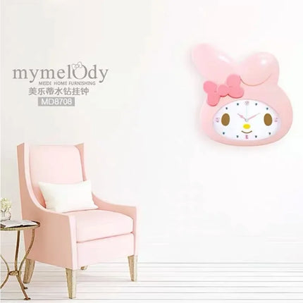 My melody Sanrio animation peripheral cartoon cute kawaii children's bedroom wall clock creative silent sweep second clock