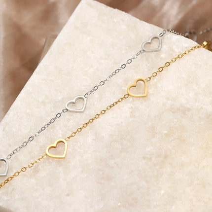 DGIDDK Stainless Steel Fashion Hollow Peach Heart Chain Female Anklet Bohemian Summer Beach Accessories Party Jewelry Gifts New