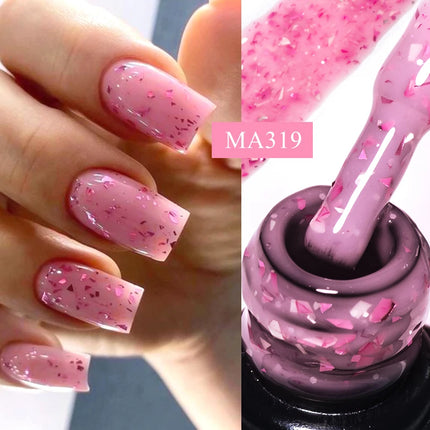 MEET ACROSS 7ml Rubber Base Gel Glitter Nude Pink White 2 In 1 Gel Nail Polish Nail Art Varnish For Nails Winter Autumn Manicure