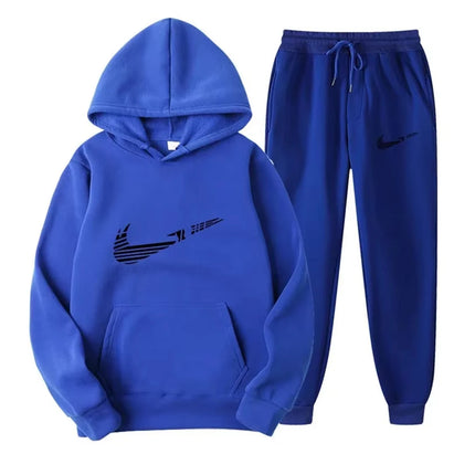 Men Tracksuit 2 Pieces Sets Hooded Sweatshirt +Drawstring Pants Male Hoodies Running Sportswear Men Women Autumn Sportwear
