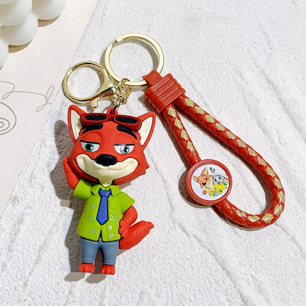 Zootopia Keychain Set Judy& Nick Wilde PVC Figure Keychain, Disney Movie Character Key Ring, Animal Cartoon Bag Charm Gift