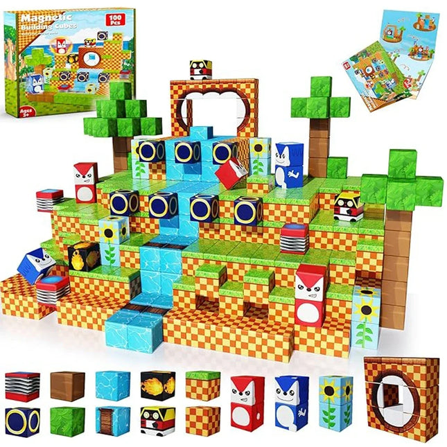 100PCS Magnetic Blocks Adventure Building Set STEM Educational Toys 3D DIY Creative Decor Gift For Kids Holiday Present