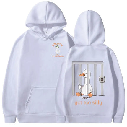 Silly Goose on The Loose Hoodies Got Too Silly Funny Meme Hooded Sweatshirts Women Clothing Casual Long Sleeves Pullovers