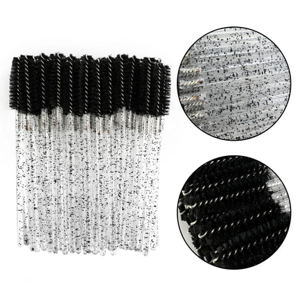 Lanjinglin 50/100Pcs Makeup Eyelash Brushes Crystal Eyebrow brush Diamond Handle Mascara Wand Applicator Lashes Extension Tools