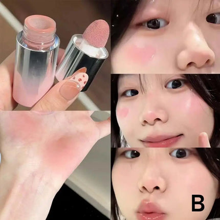 Face Liquid Blusher Smooth Cheek Eye Mousse Blush Matte Glitter Highlighter Stick Rouge Waterproof Contour Makeup