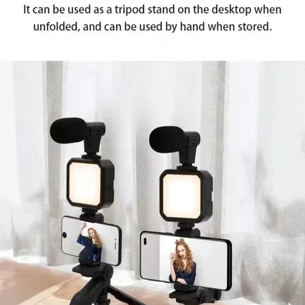 Smartphone Vlogging Kit With Tripod Phone Holder Mini Microphone LED Fill Light Starter For TikTok Live Stream Video YouTube