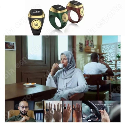 2026 Newest Qibla Zikr Muslim Smart Ring Tally Tasbeeh Counter 5 Prayer Time Reminder Waterproof Smart Rings Men Women Muslims