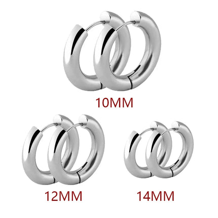 2pc Stainless Steel Small Hoop Earrings Punk Hip Hop Circle Round Huggie Hoop Earrings for Women Men Ear Ring Ear Bone Buckle