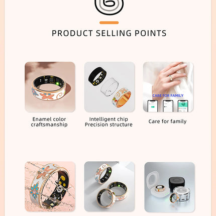 Color Enamels Craftsmanship Smart Ring for Women Sleep Monitoring Blood Oxygen Measurement Blood Pressure Multi-sports Modes